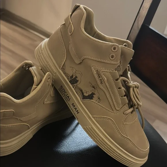 Men's Tan High Top Sneakers ‼️ BRAND NEW‼️ Brand - Social Man - Picture 15 of 16